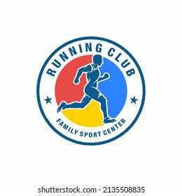 Running Man silhouette Logo design, Marathon logo template, running club 