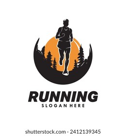 Running Man silhouette Logo Design vector