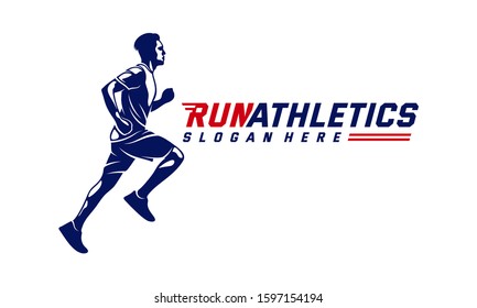 Running Man silhouette Logo Designs Vector, Marathon logo template, running club or sports club, Illustration