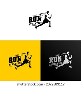 Running Man silhouette Logo Designs, Marathon logo template, running club or sports club