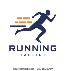 Running Man silhouette logo Fast Symbol, Marathon logo template, running club or sports club