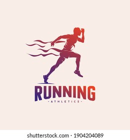 Running Man silhouette Logo with Finish ribbon