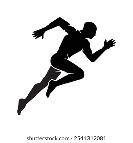 Running Man silhouette Logo with Finish ribbon, Marathon logo template, running club or sports. Fast Exit way icon. Emergency exit. silhouette of a man running