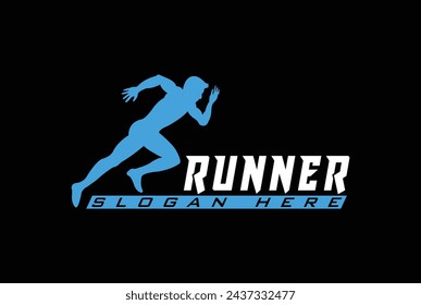 Running Man silhouette Logo, Fitness logo template, running club or sports club