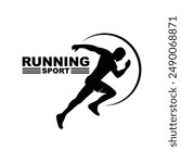 Running Man silhouette Logo, Marathon logo template, running club or sports club with slogan template