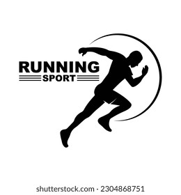 Running Man silhouette Logo, Marathon logo template, running club or sports club with slogan template