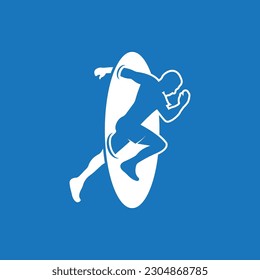 Running Man silhouette Logo, Marathon logo template, running club or sports club with slogan template