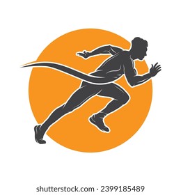 Running Man silhouette Logo, Marathon logo template. logo suitable for sports, fitness, marathon and perfect for health