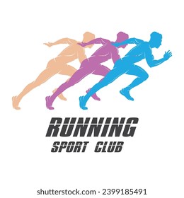 Running Man silhouette Logo, Marathon logo template. logo suitable for sports, fitness, marathon and perfect for health