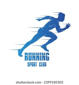 Running Man silhouette Logo, Marathon logo template. logo suitable for sports, fitness, marathon and perfect for health