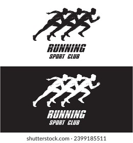 Running Man silhouette Logo, Marathon logo template. logo suitable for sports, fitness, marathon and perfect for health