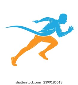 Running Man silhouette Logo, Marathon logo template. logo suitable for sports, fitness, marathon and perfect for health