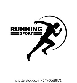 Running Man silhouette Logo, Marathon logo template, running club or sports club with slogan template