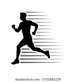 Running Man Silhouette with Motion Speed ​​Lines for Fitness and Active Lifestyle Design