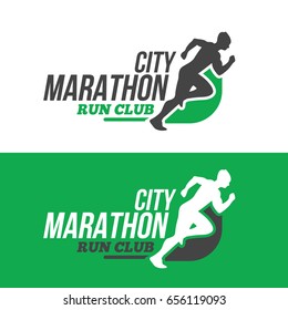 Running Man Silhouette On Marathon Logo