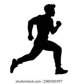 Running Man Silhouette on White Background.