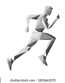 running man silhouette, polygonal drawing, low poly drawing, vector drawing, eps8 format
