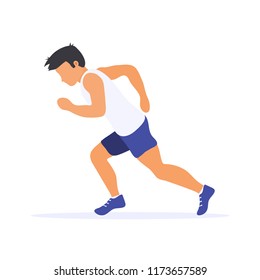 Running man silhouette. Runner. Flat vector illustration. Individual sport.
