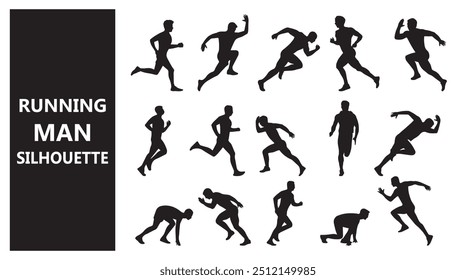 Running man silhouette vector collection