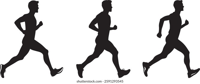 Running Man Silhouette Vector Illustration on White Background