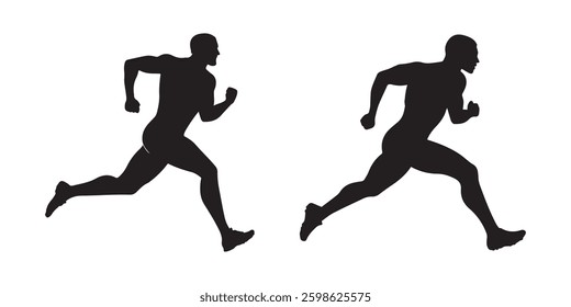 Running man silhouette vector image for fitness workout marathon sprint and jogging exercise training illustration