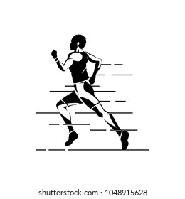 Running Man Silhouettes Icon and Template