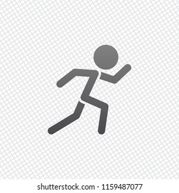 running man. simple icon. On grid background