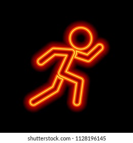 Running Man Simple Icon Orange Neon Stock Vector (Royalty Free ...