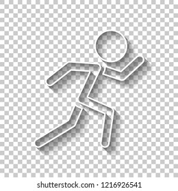 running man. simple icon. White outline sign with shadow on transparent background - Powered by Shutterstock - Get 15% off with code: PIKWIZARD15