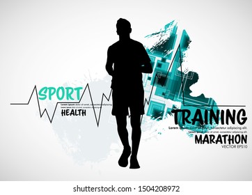 Corriendo. Fondo deportivo listo para afiche o pancarta, vector.