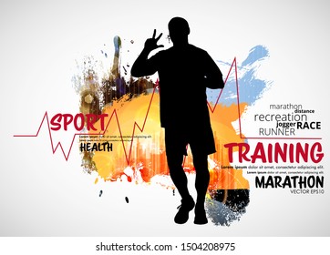 Running man. Sport background ready for poster or banner, vector.