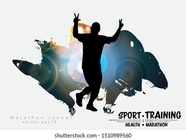 Running man. Sport background ready for poster or banner, vector.