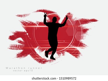 Running man. Sport background ready for poster or banner, vector.