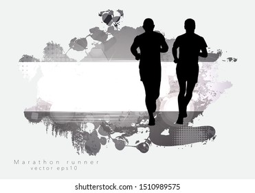 Running man. Sport background ready for poster or banner, vector.