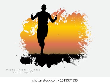 Running man. Sport background ready for poster or banner, vector.
