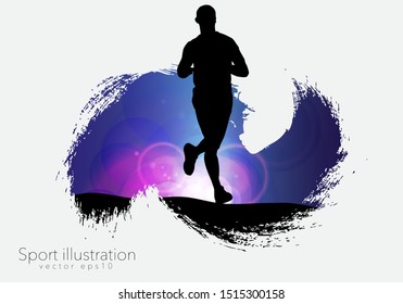 Running man. Sport background ready for poster or banner, vector.