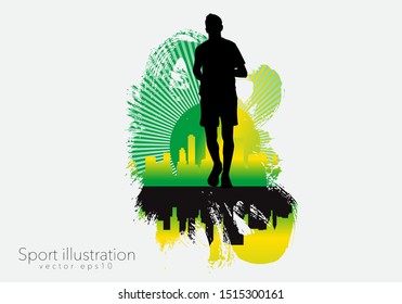 Running man. Sport background ready for poster or banner, vector.
