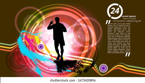 Running man. Sport background ready for poster or banner, vector.