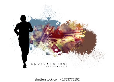 Running man. Sport background ready for poster or banner, vector