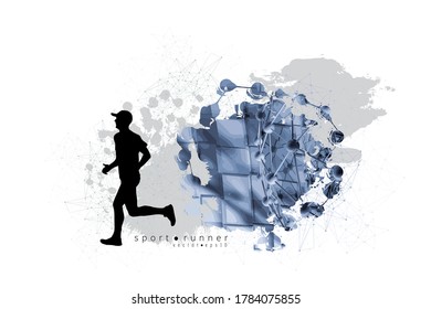 Running man. Sport background ready for poster or banner, vector