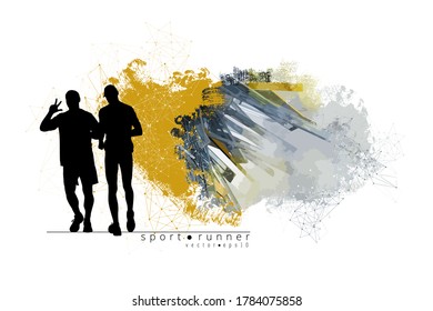 Laufender Mann. Sporthintergrund für Poster oder Banner, Vektorgrafik