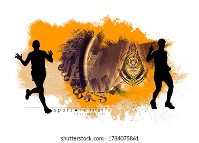 Running man. Sport background ready for poster or banner, vector