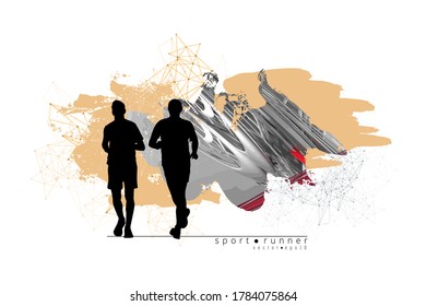 Running man. Sport background ready for poster or banner, vector