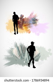 Corriendo. Fondo deportivo listo para carteles o pancartas, vector