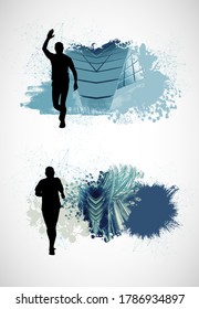Running man. Sport background ready for poster or banner, vector