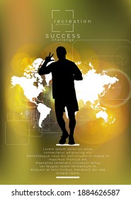 Corriendo. Fondo deportivo listo para afiche o pancarta, vector.