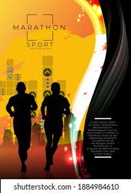Running man. Sport background ready for poster or banner, vector.