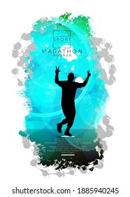 Laufender Mann. Sporthintergrund für Poster oder Banner, Vektorgrafik.
