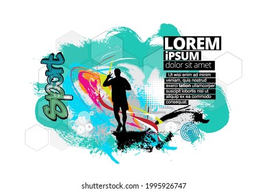 Running man. Sport background ready for poster or banner, vector