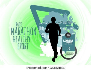 Running man. Sport background ready for poster or banner, vector.